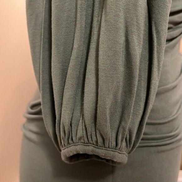 Kenar Gathered Fabric V Neck Top Size S Blue Green - Picture 5 of 7